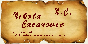 Nikola Cacanović vizit kartica